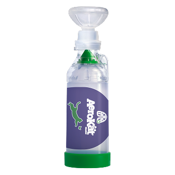 AeroKat feline aerosol chamber with contoured cat mask and Flow-Vu indicator